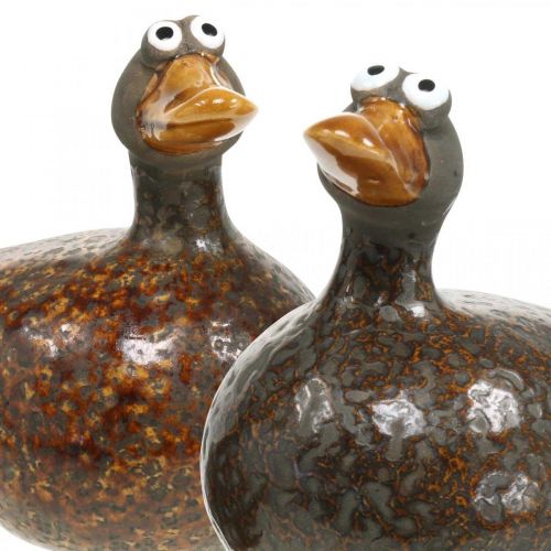 Floristik24 Déco canard figurine en céramique décoration printanière 12,5cm marron 2pcs