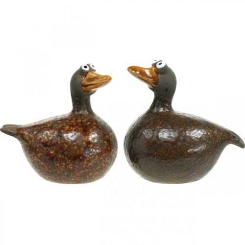 Floristik24 Déco canard figurine en céramique décoration printanière 12,5cm marron 2pcs