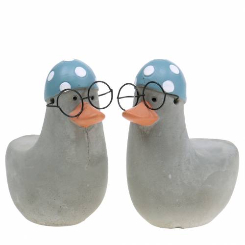 Floristik24 Canard déco avec lunettes et bonnet de bain gris 10,5cm 4pcs
