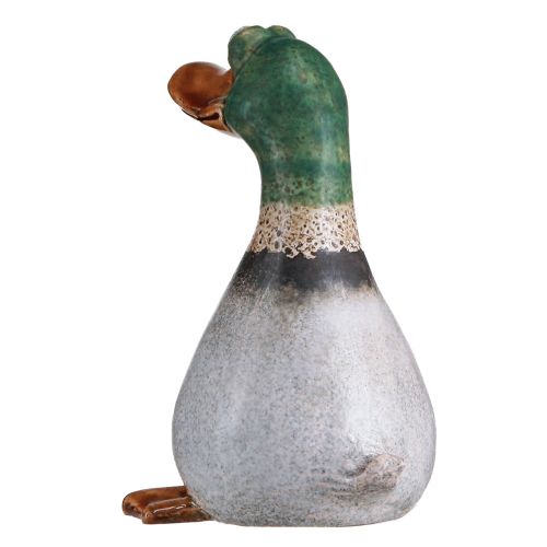 Article Canards déco céramique Marron Vert Canard assis 17,5cm 2pcs