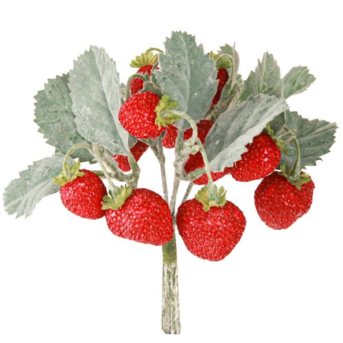 Article Fraises artificielles décoratives L23cm Bouquet de 6 tiges