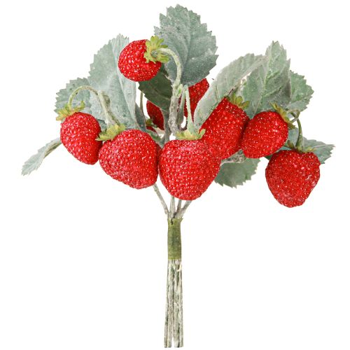 Article Fraises artificielles décoratives L23cm Bouquet de 6 tiges