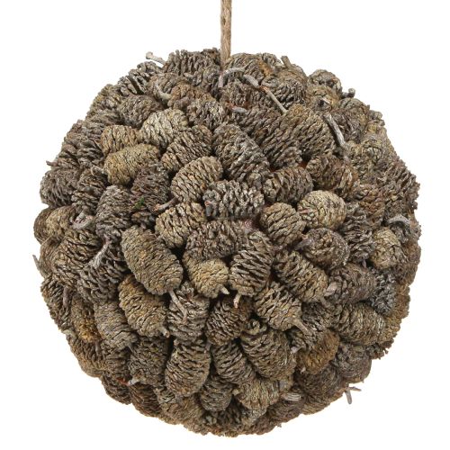 Boule décorative en cône d&#39;aulne à suspendre, blanchie à la chaux, 20 cm