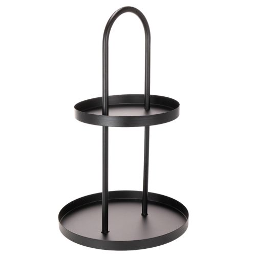 Étagère en métal ronde 58 cm noire deux niveaux
