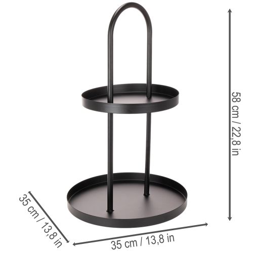 Étagère en métal ronde 58 cm noire deux niveaux | Floristik24.fr