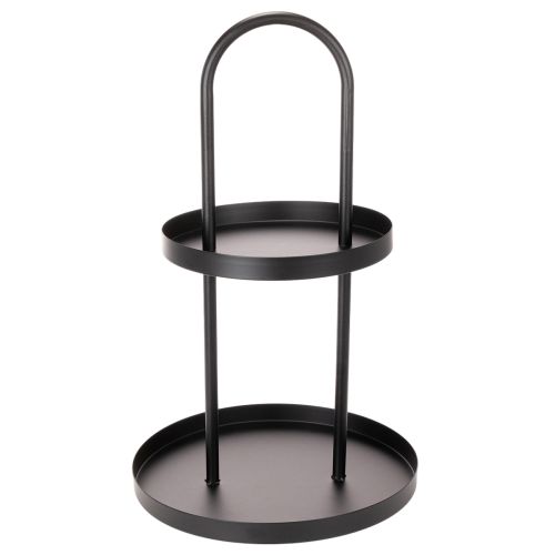 Étagère en métal ronde 58 cm noire deux niveaux | Floristik24.fr