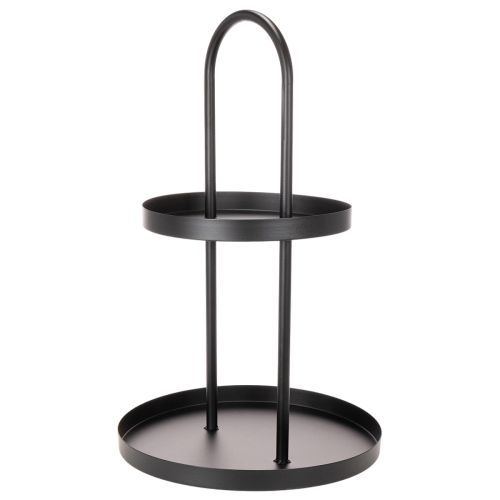 Étagère en métal ronde 58 cm noire deux niveaux | Floristik24.fr
