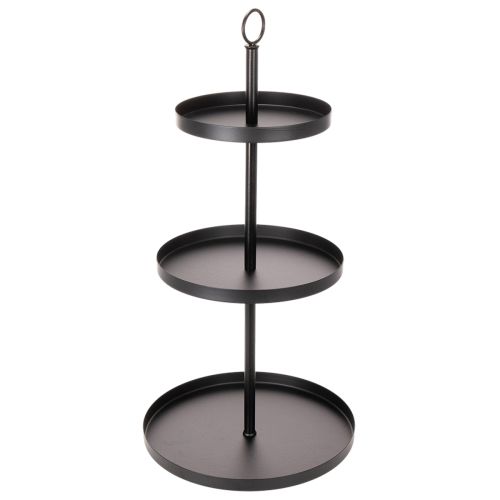 Étagère en métal noir à trois niveaux, 61 cm, pour décoration de table et rangement