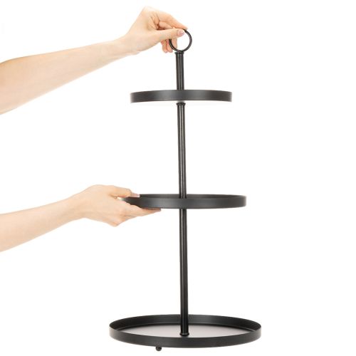 Étagère en métal noir à trois niveaux, 61 cm, pour décoration de table et rangement | Floristik24.fr