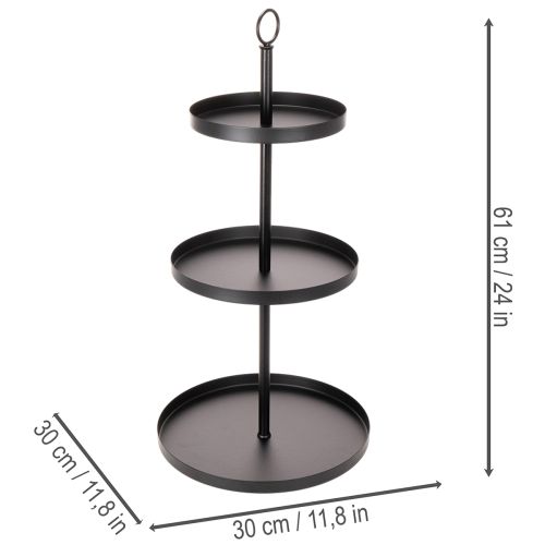 Étagère en métal noir à trois niveaux, 61 cm, pour décoration de table et rangement | Floristik24.fr