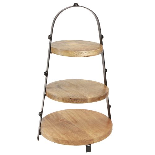 Article Décoration 3 étages en bois noir naturel Ø30cm H52cm
