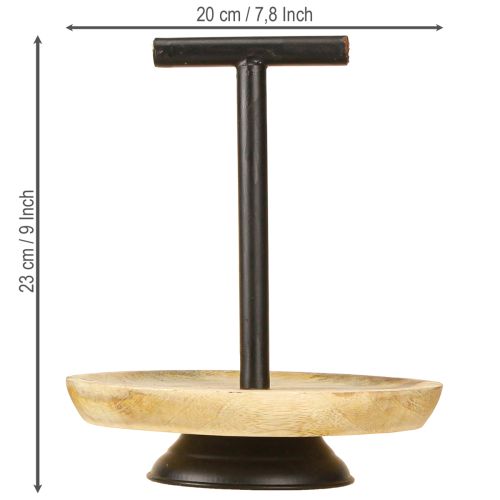 Article Etagère à un étage en métal et bois naturel noir 24cm