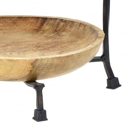 Floristik24 Présentoir à Gâteaux 2 Niveaux Bois Naturel Métal Noir Ø19cm H40cm
