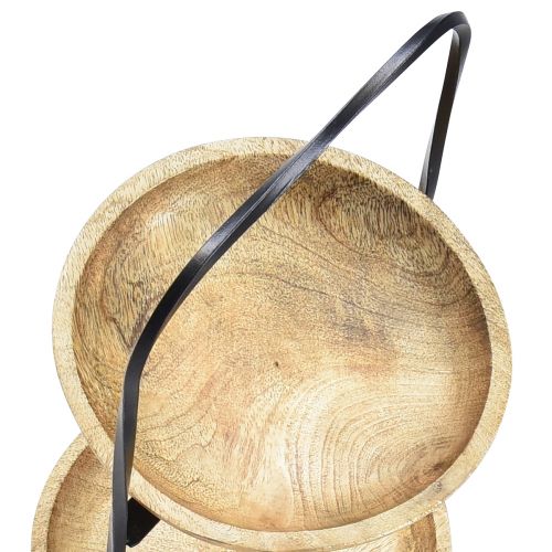 Article Présentoir à Gâteaux 2 Niveaux Bois Naturel Métal Noir Ø19cm H40cm