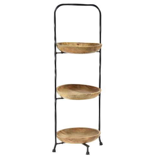 Article Etagère Bois Naturel Métal Noir 3 Etages Ø19cm H60cm