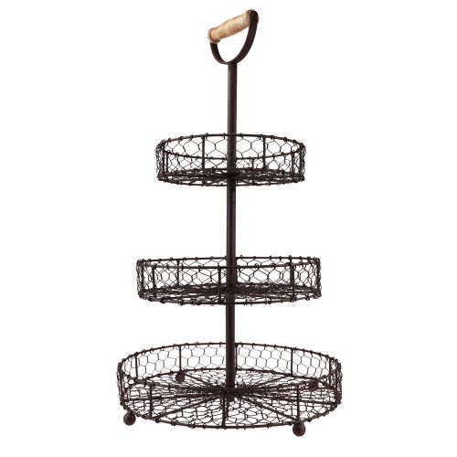 Floristik24 Etagere vintage métal marron 3 étages Ø28,5cm H53cm