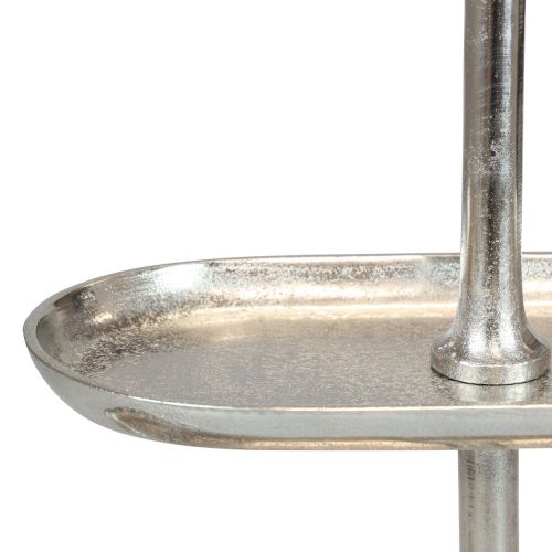 Floristik24 Présentoir à gâteaux vintage en métal argenté décoration de table 2 niveaux 52×16×39cm