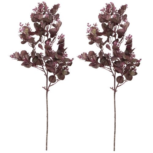 Article Branche artificielle décorative Branche d'eucalyptus bordeaux 66cm 2pcs