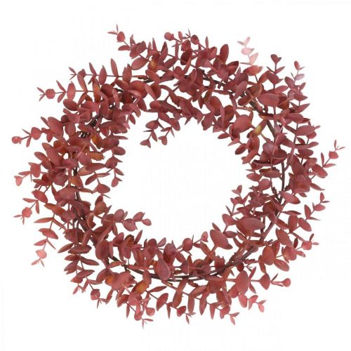 Floristik24 Couronne décorative eucalyptus rouge Couronne artificielle d&#39;eucalyptus Ø32cm