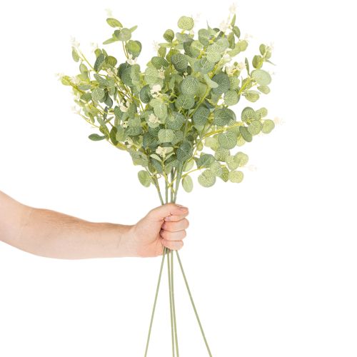 Branche de faux eucalyptus avec feuilles rondes 75 cm lot de 4 | Floristik24.fr
