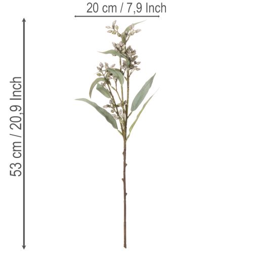 Lot de 3 branches d'eucalyptus artificielles vertes - 53 cm | Floristik24.fr