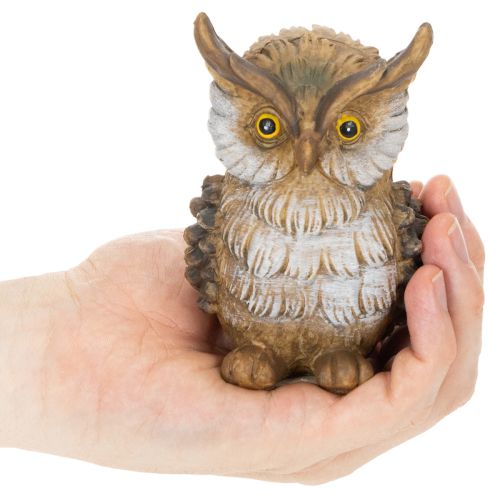 Figurine décorative petite chouette assise en polyresine 11 cm | Floristik24.fr