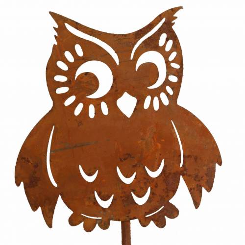 Floristik24 Piquets de jardin chouette patine, automne, décoration métal H32cm 6pcs