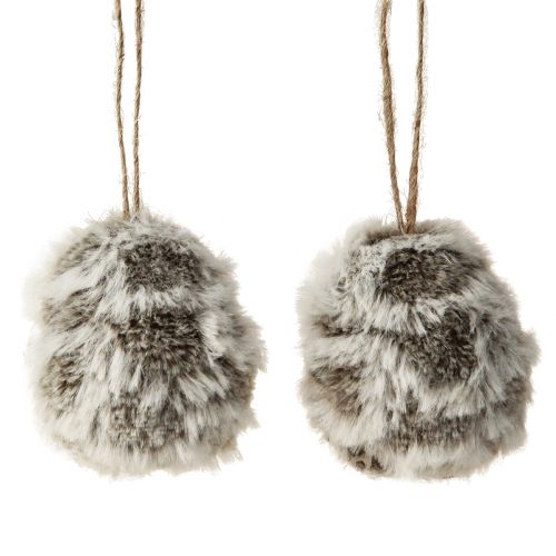 Article Décoration chouette poussins chouettes à suspendre blanc marron 6cm 4 pcs