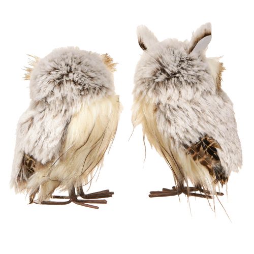 Article Figurines de chouettes décoration paire de chouettes en marron crème 15cm 2 pcs