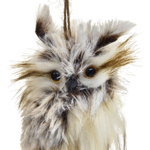 Article Décoration hibou figurines de hibou petites, décoration animaux de la forêt 11cm blanc-marron 2pcs