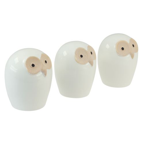 Floristik24 Chouette figurines décoratives céramique décoration animaux de la forêt blanc 11,5cm 3pcs