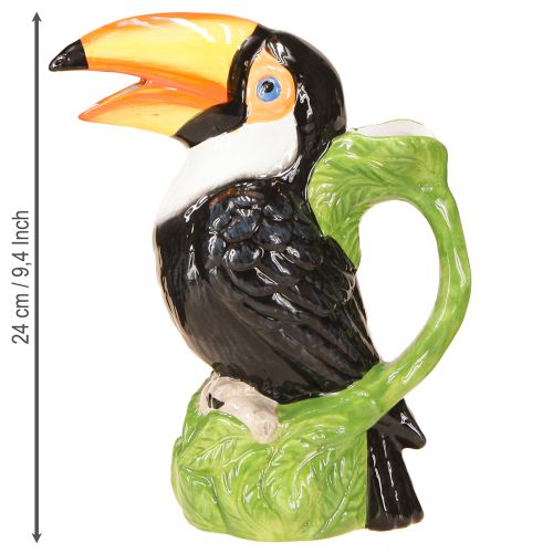 Article Vase décoratif exotique en céramique représentant un toucan coloré 20 × 10 × 24 cm
