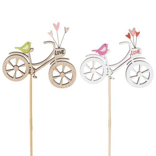 Piquets en bois à motif de vélo pour une ambiance printanière et romantique dans le salon, 8 cm, lot de 12
