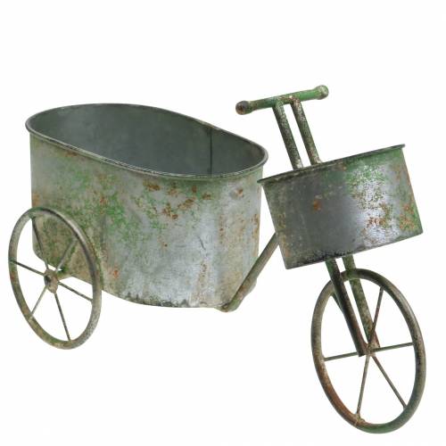 Floristik24 Pot de fleur vélo gris zinc, vert 40 × 14 × 21cm