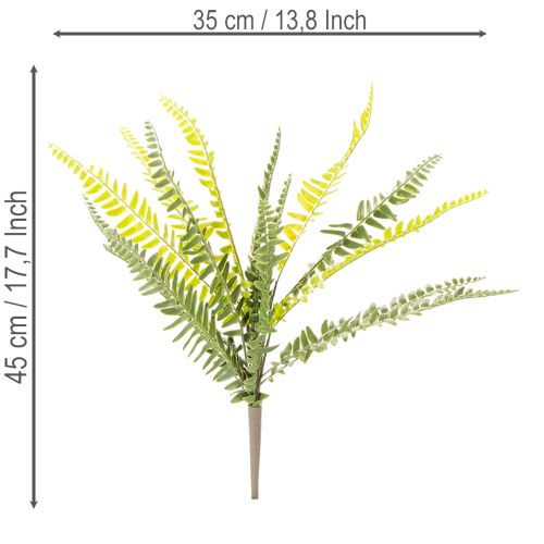 Branche de fougère artificielle verte 45 cm pour décoration intérieure | Floristik24.fr