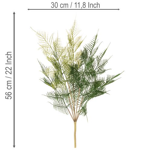 Branche de fougère artificielle 56 cm décorative verte en plastique | Floristik24.fr