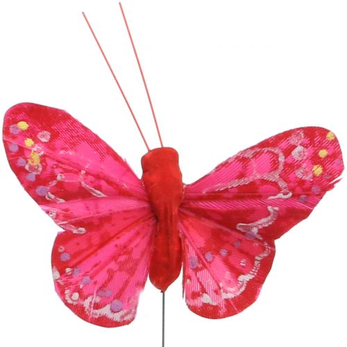 Papillon plume orange-rouge 5cm 24pcs