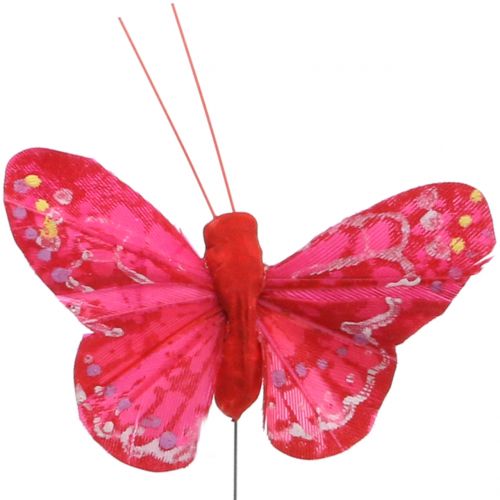 Floristik24 Papillon plume orange-rouge 5cm 24pcs