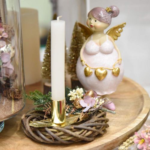 Floristik24 Bougeoir sur ressort, décoration métal, bougeoir, décoration de l'Avent doré Ø2.2cm L13cm 4pcs