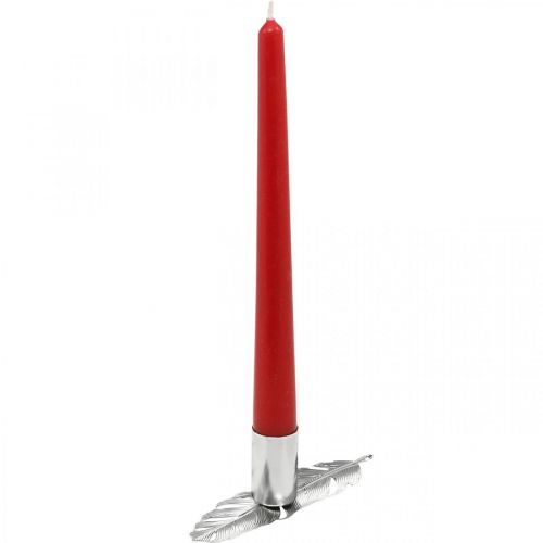 Floristik24 Plumes avec bougeoir, ressorts métalliques, bougeoir argent Ø2.2cm L13cm 4pcs
