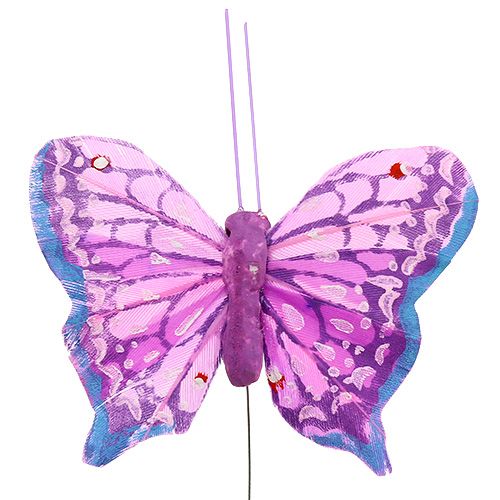 Floristik24 Papillon de plumes 6cm multicolore 24P