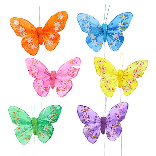 Floristik24 Assortiment de couleurs Plume-papillon 8,5cm. 12 pièces