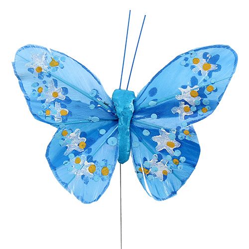 Floristik24 Assortiment de couleurs Plume-papillon 8,5cm. 12 pièces