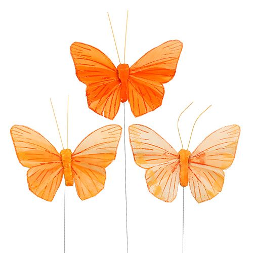 Floristik24 Plume papillon 8cm orange 24pcs