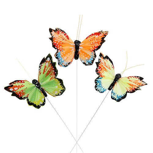 Floristik24 Papillon de plumes 9cm assort.12P