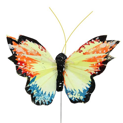 Floristik24 Papillon de plumes 9cm assort.12P
