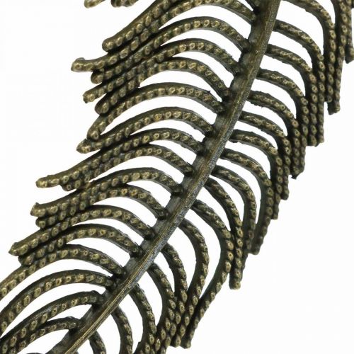 Article Plumes décoratives, pendentifs bijoux, plumes en métal, décoration à disperser couleur bronze L8cm 10 pcs