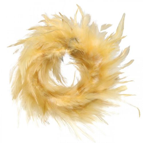 Couronne de plumes jaune petit Ø11cm vraies plumes décoration guirlande décoration pâques