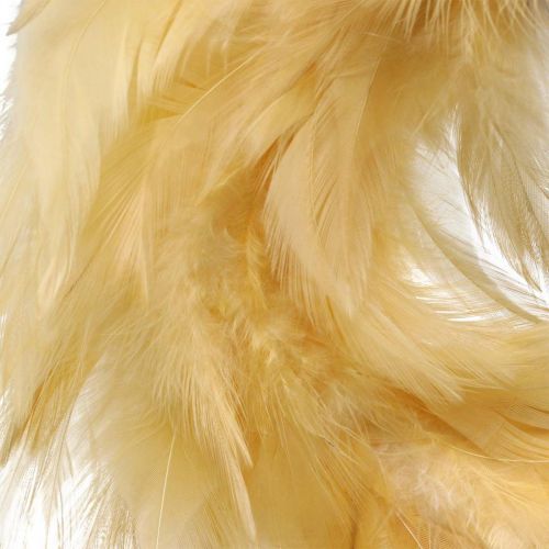 Floristik24 Couronne de plumes jaune petit Ø11cm vraies plumes décoration guirlande décoration pâques