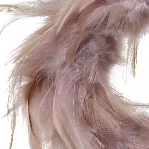 Floristik24 Couronne de plumes petite rose, brun-rouge Ø10.5cm Décoration de Pâques vraies plumes